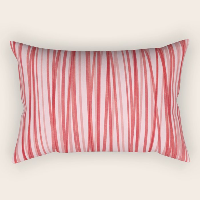 Peppermint Stick - Festive Red Stripes Rectangular Pillow Gallery Image 1