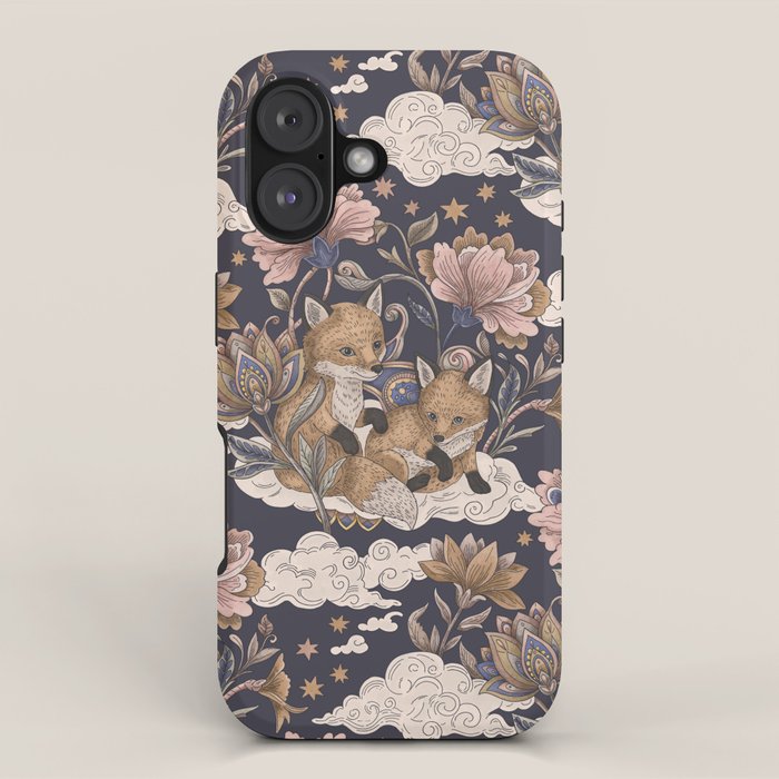 Fox Cubs in Moonlit Garden iPhone Case Gallery Image 1