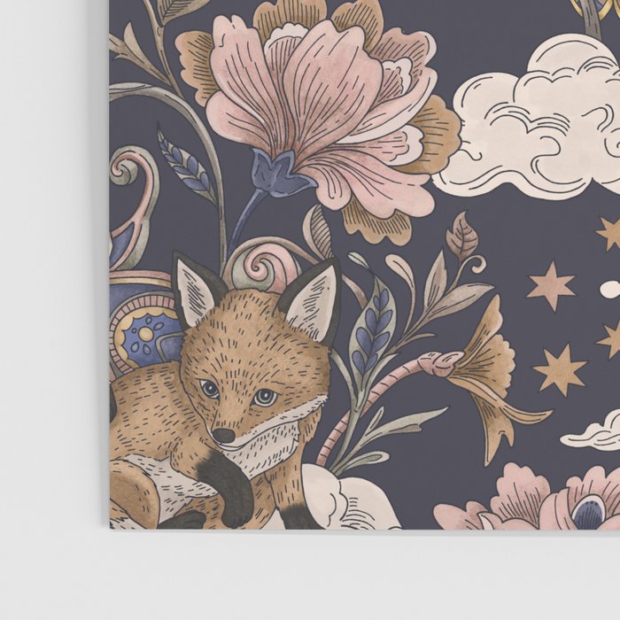 Fox Cubs in Moonlit Garden Poster Gallery Image 3
