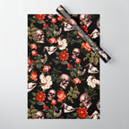 Floral and Skull Dark Pattern Wrapping Paper Gallery Image 1