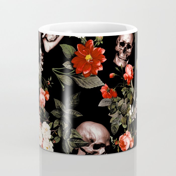 Floral and Skull Dark Pattern Coffee Mug Gallery Image 4