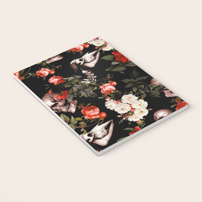 Floral and Skull Dark Pattern Notebook Gallery Image 3