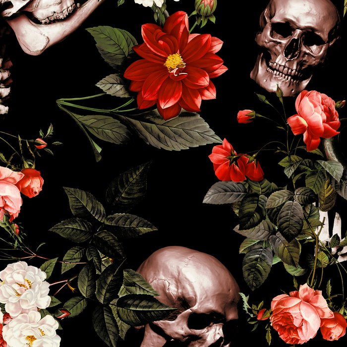 Floral and Skull Dark Pattern Coffee Mug Gallery Image 2