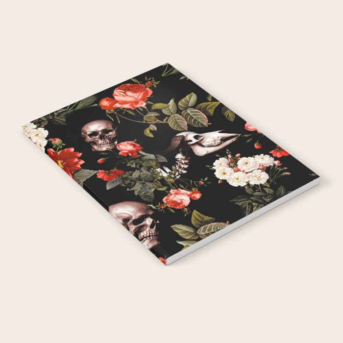 Floral and Skull Dark Pattern Notebook Gallery Image 1