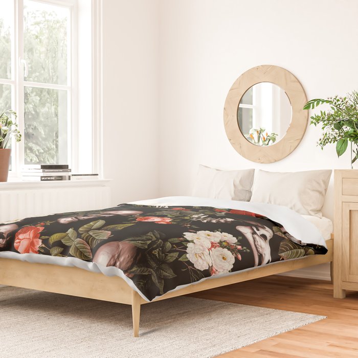 Floral and Skull Dark Pattern Duvet Cover Gallery Image 2