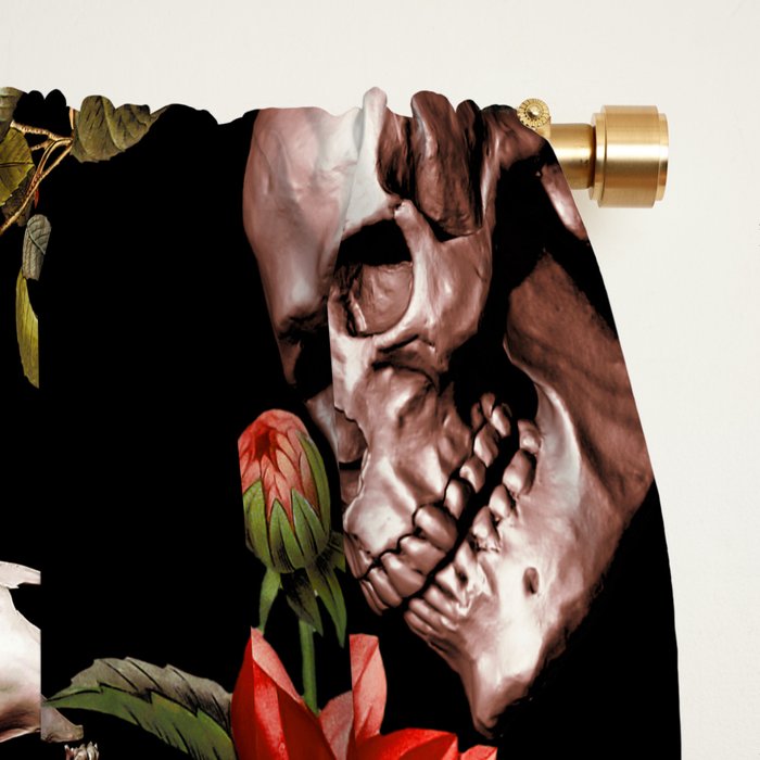 Floral and Skull Dark Pattern Window Curtain Gallery Image 2