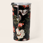 Floral and Skull Dark Pattern Travel Mug Gallery Image 3