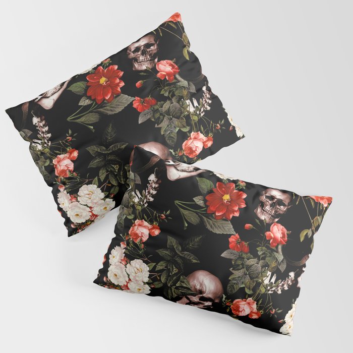 Floral and Skull Dark Pattern Pillow Sham Gallery Image 3