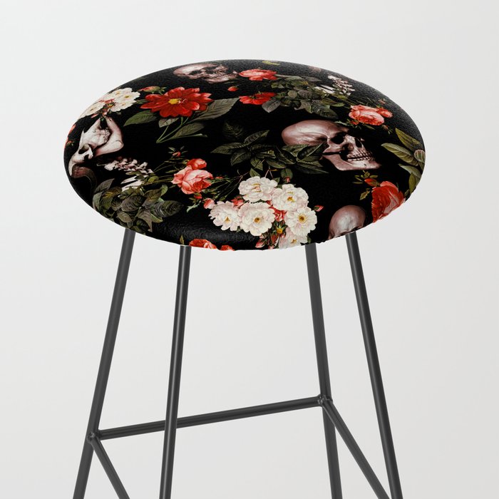 Floral and Skull Dark Pattern Stool Gallery Image 2