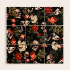 Floral and Skull Dark Pattern Wood Wall Art Gallery Image 1