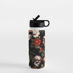 Floral and Skull Dark Pattern Water Bottle Gallery Image 1