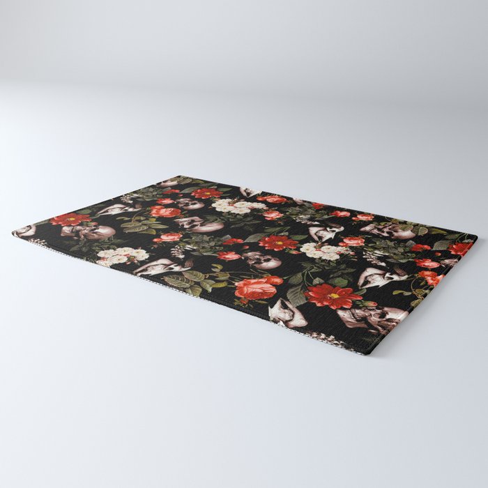 Floral and Skull Dark Pattern Rug Gallery Image 3