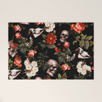 Floral and Skull Dark Pattern Welcome Mat Gallery Image 1