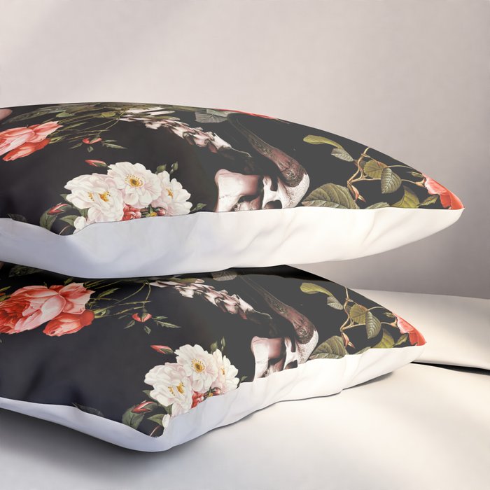 Floral and Skull Dark Pattern Pillow Sham Gallery Image 3