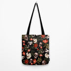 Floral and Skull Dark Pattern Tote Bag Gallery Image 2