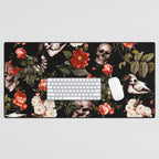 Floral and Skull Dark Pattern Desk Mat Gallery Image 1