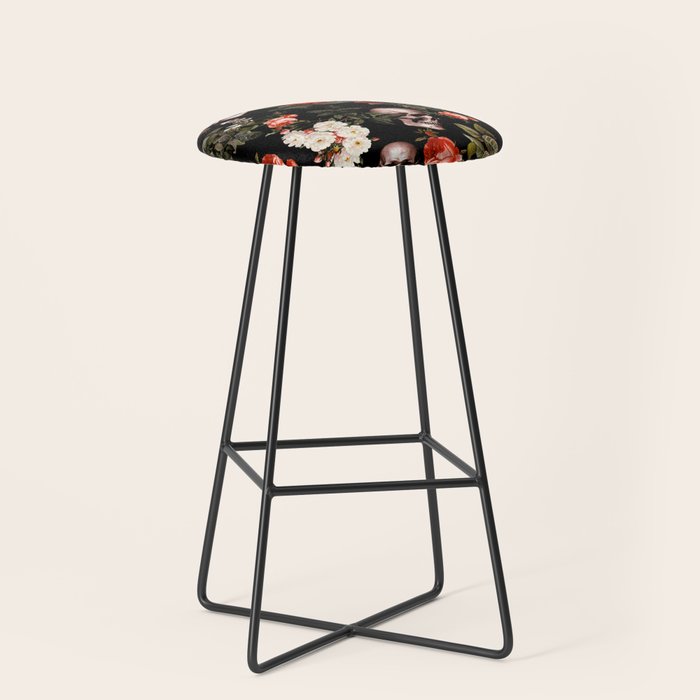 Floral and Skull Dark Pattern Stool Gallery Image 1