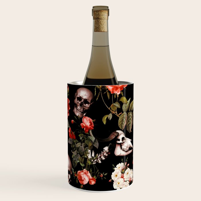 Floral and Skull Dark Pattern Wine Chiller Gallery Image 3