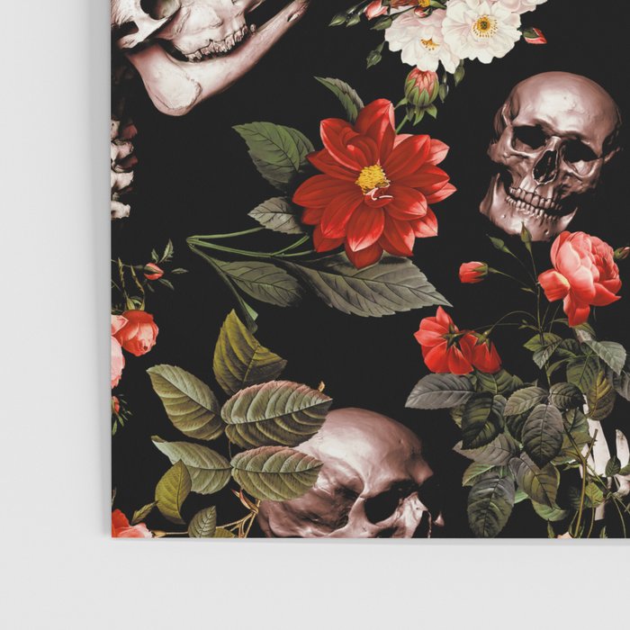 Floral and Skull Dark Pattern Poster Gallery Image 3