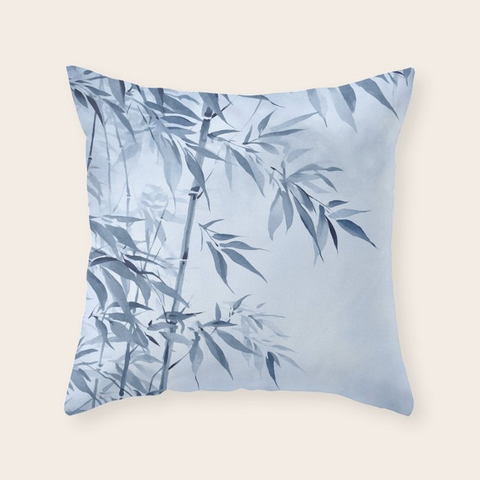 Blue Hour Calm Bamboo Garden Throw Pillow Gallery Image 1