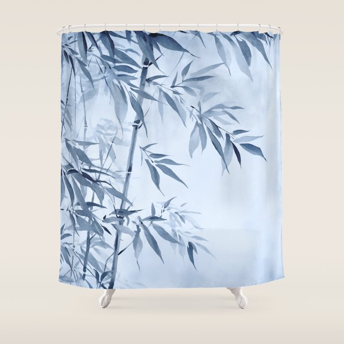 Blue Hour Calm Bamboo Garden Shower Curtain Gallery Image 1