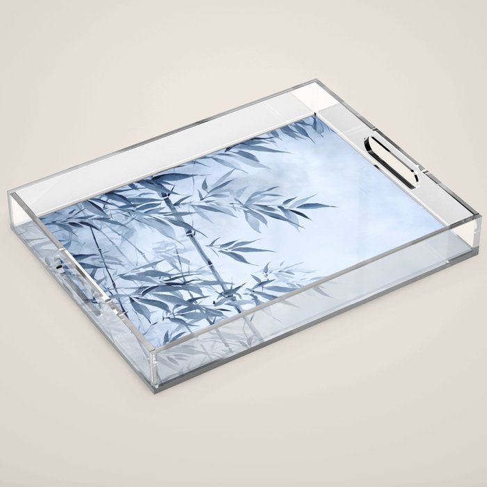 Blue Hour Calm Bamboo Garden Acrylic Tray Gallery Image 1