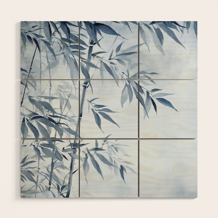 Blue Hour Calm Bamboo Garden Wood Wall Art Gallery Image 1