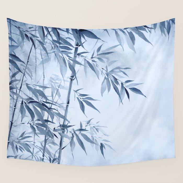 Blue Hour Calm Bamboo Garden Wall Tapestry Gallery Image 4
