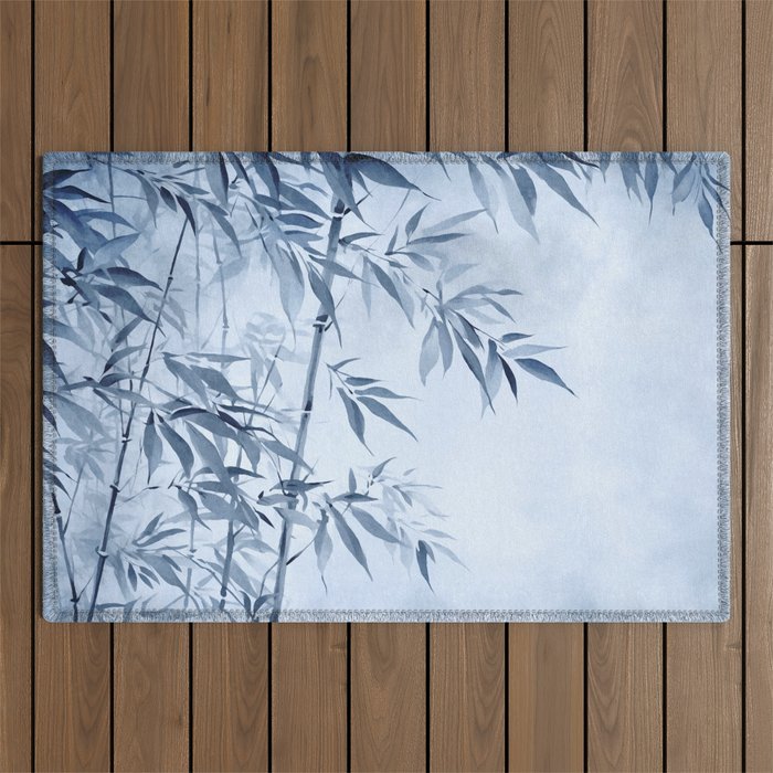 Blue Hour Calm Bamboo Garden Outdoor Rug Gallery Image 1