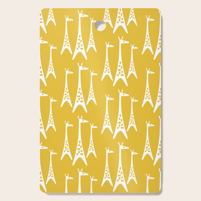 Mid Century Modern Giraffe Pattern 221 Mustard Yellow Cutting Board Gallery Image 1