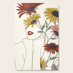 Colorful Thoughts Minimal Line Girl with Sunflowers Cutting Board Gallery Image 1