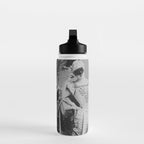Eyes wide open, Lillian Russell, 1895 seated masquerade ball portrait black and white photograph Water Bottle Gallery Image 3