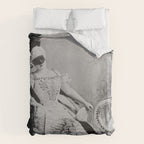 Eyes wide open, Lillian Russell, 1895 seated masquerade ball portrait black and white photograph Duvet Cover Gallery Image 6