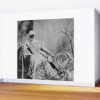 Eyes wide open, Lillian Russell, 1895 seated masquerade ball portrait black and white photograph Wall Mural Gallery Image 2