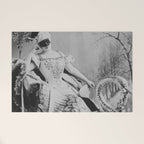 Eyes wide open, Lillian Russell, 1895 seated masquerade ball portrait black and white photograph Welcome Mat Gallery Image 1