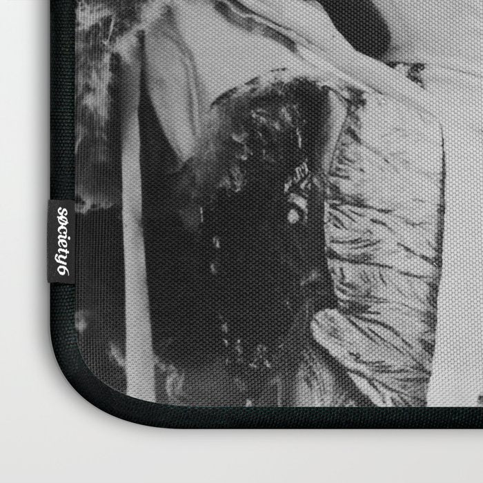 Eyes wide open, Lillian Russell, 1895 seated masquerade ball portrait black and white photograph Laptop Sleeve Gallery Image 3