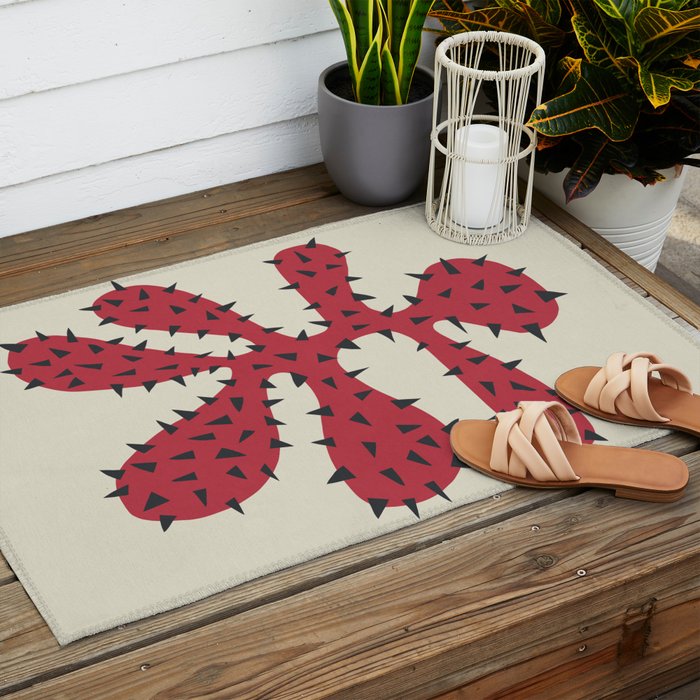 Matisse Inspired Red Shape Outdoor Rug Gallery Image 2