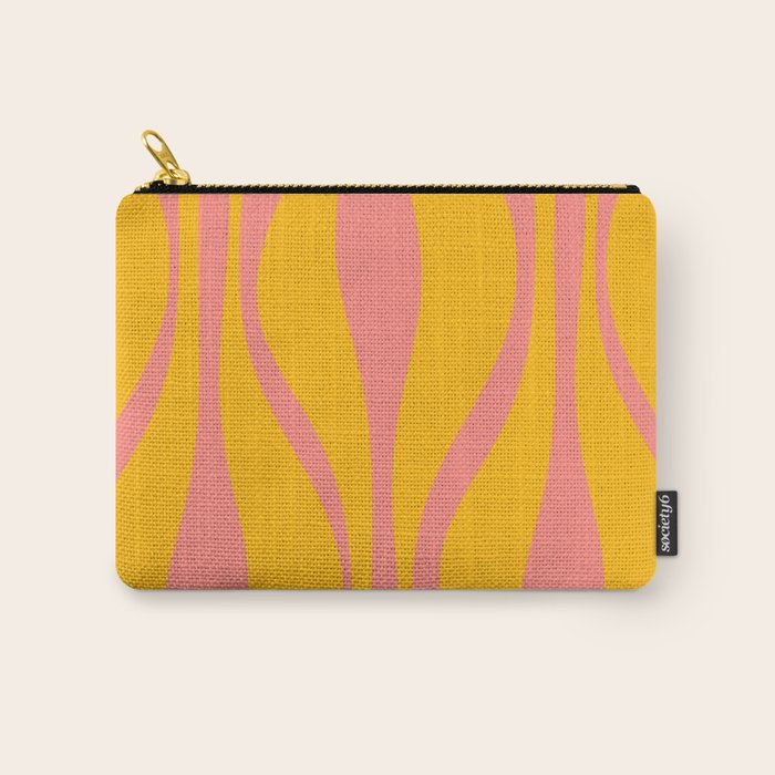 Mid Century Modern Abstract Lounge Pattern in Yellow Orange and Pink Coral Carry All Pouch Gallery Image 1