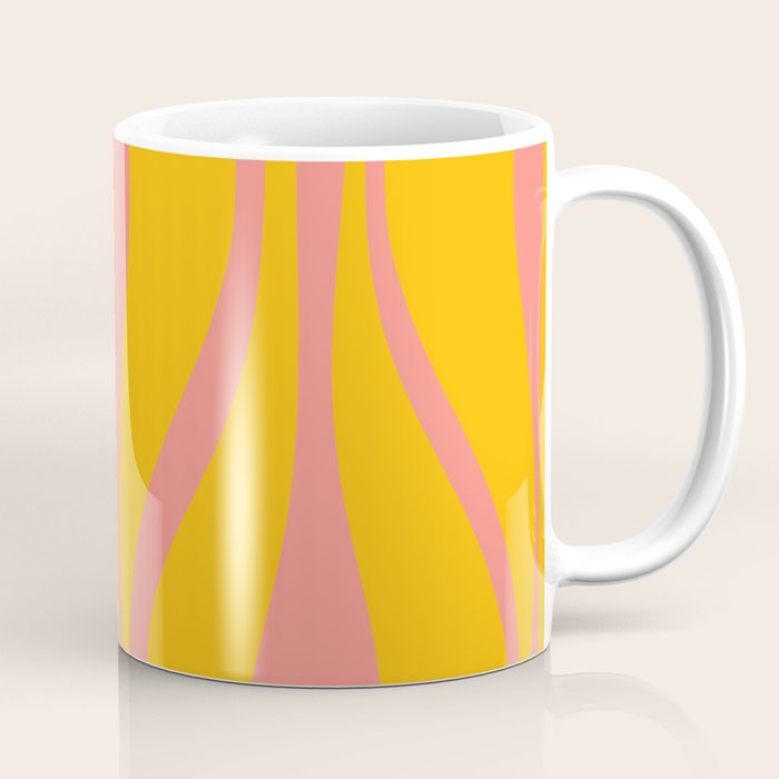 Mid Century Modern Abstract Lounge Pattern in Yellow Orange and Pink Coral Coffee Mug Gallery Image 1