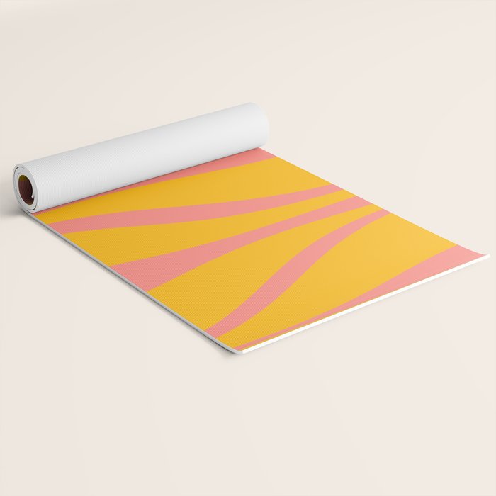 Mid Century Modern Abstract Lounge Pattern in Yellow Orange and Pink Coral Yoga Mat Gallery Image 2