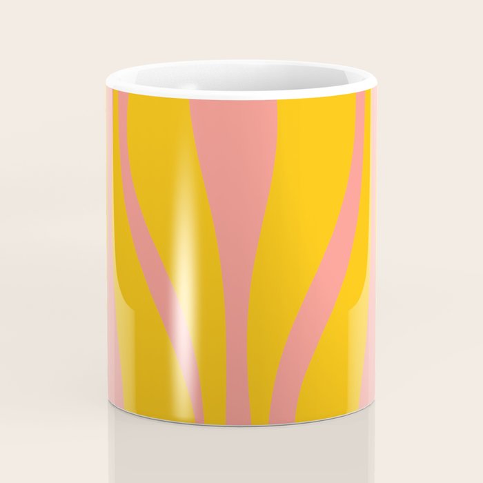 Mid Century Modern Abstract Lounge Pattern in Yellow Orange and Pink Coral Coffee Mug Gallery Image 4