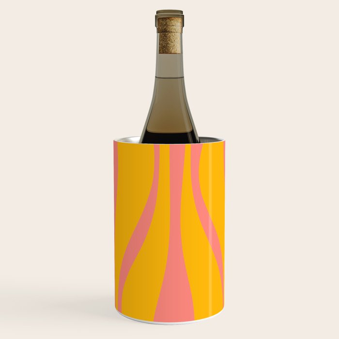 Mid Century Modern Abstract Lounge Pattern in Yellow Orange and Pink Coral Wine Chiller Gallery Image 2