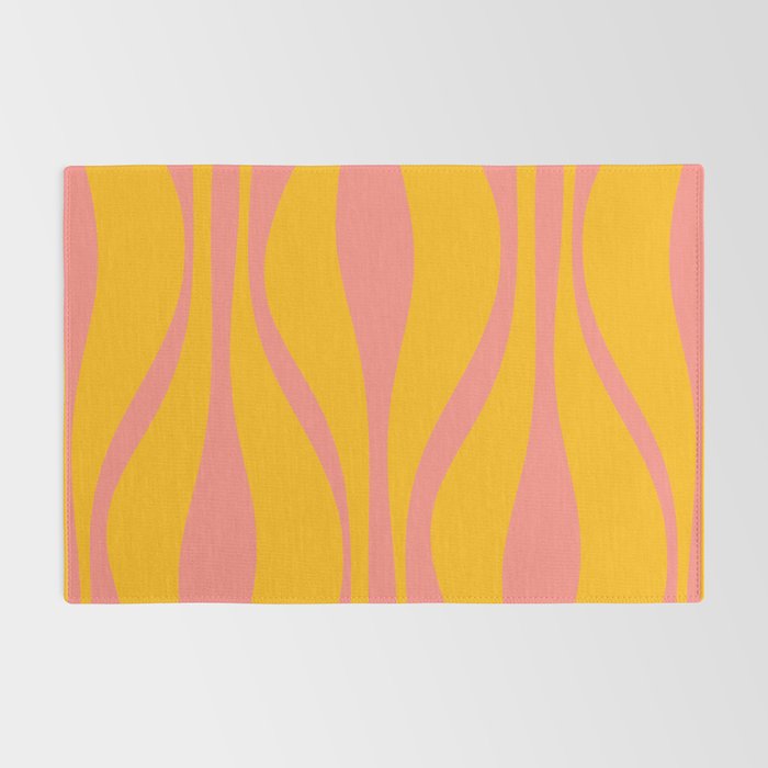 Mid Century Modern Abstract Lounge Pattern in Yellow Orange and Pink Coral Rug Gallery Image 2