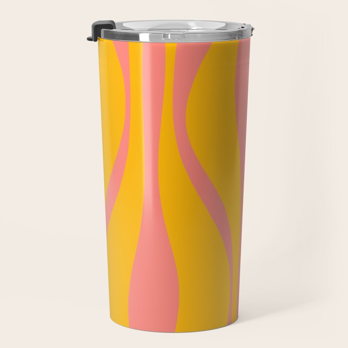 Mid Century Modern Abstract Lounge Pattern in Yellow Orange and Pink Coral Travel Mug Gallery Image 3