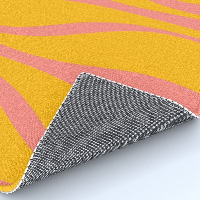 Mid Century Modern Abstract Lounge Pattern in Yellow Orange and Pink Coral Rug Gallery Image 4