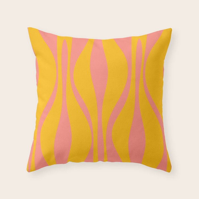 Mid Century Modern Abstract Lounge Pattern in Yellow Orange and Pink Coral Throw Pillow Gallery Image 6