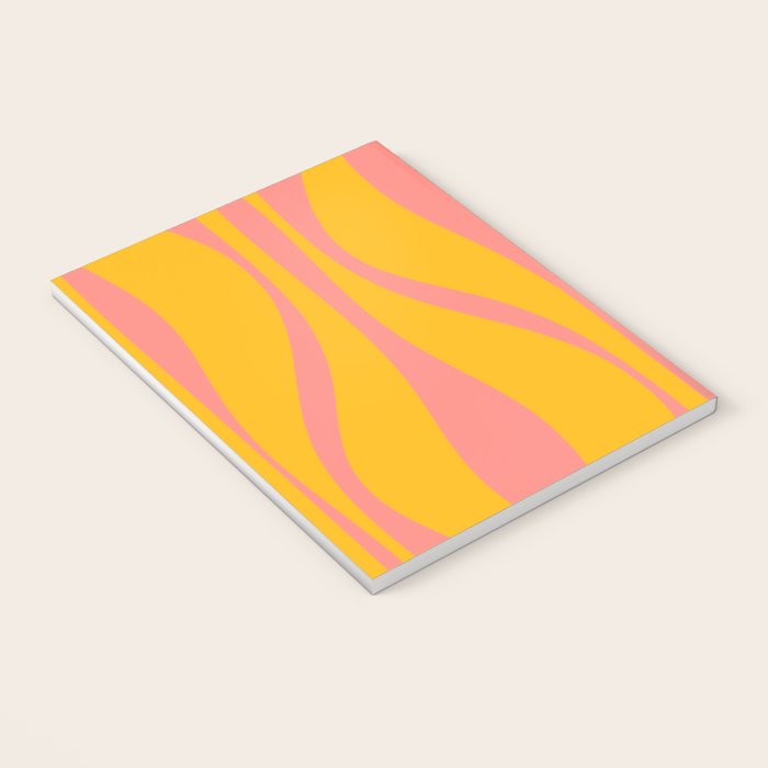 Mid Century Modern Abstract Lounge Pattern in Yellow Orange and Pink Coral Notebook Gallery Image 3