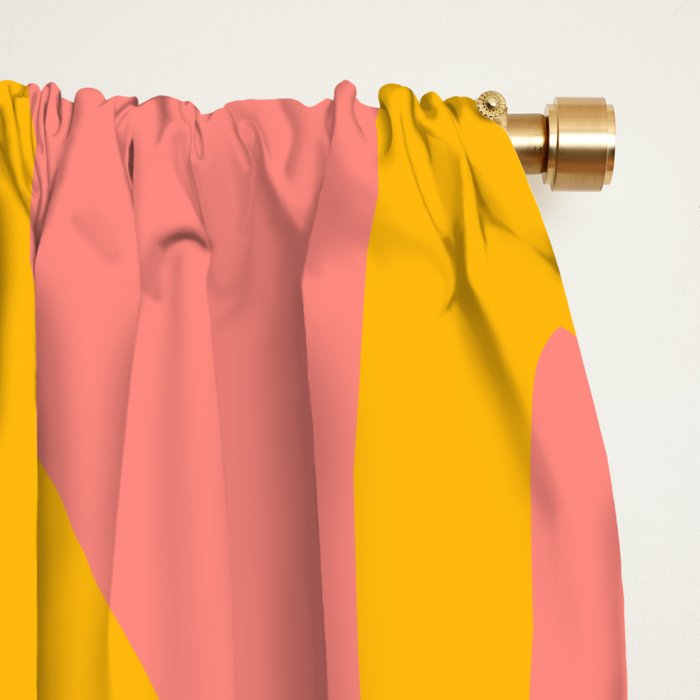 Mid Century Modern Abstract Lounge Pattern in Yellow Orange and Pink Coral Window Curtain Gallery Image 2