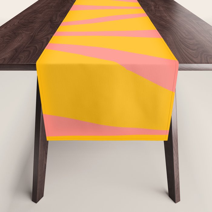 Mid Century Modern Abstract Lounge Pattern in Yellow Orange and Pink Coral Table Runner Gallery Image 1