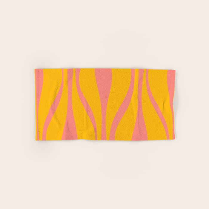 Mid Century Modern Abstract Lounge Pattern in Yellow Orange and Pink Coral Bath Towel Gallery Image 1